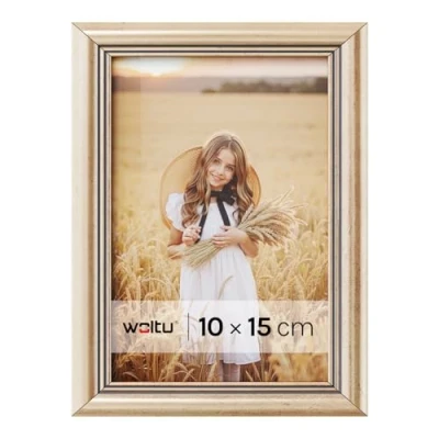 Afbeelding van WOLTU 1 x houten fotolijst Artos stijl, voorkant van glas, 10 15 cm, goud 9408