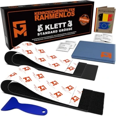 Afbeelding van GENMAG Kentekenplaathouder, 2 stuks, zonder frame, klittenband, voor auto, magnetische houder, universeel, stuks
