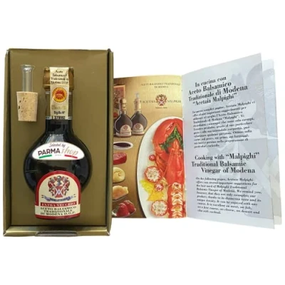 Afbeelding van Dop Malpighi traditionele balsamico azijn 25 jaar oud Modena Italië + kookboek
