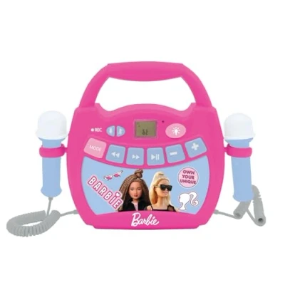 Image de Lexibook, Mattel Barbie, Reproductor Digital de Karaoke portátil para niños, Micrófonos, Efectos luz, Bluetooth, Funciones grabación y Cambio Voz, Rosa, Color (MP320BBZ)