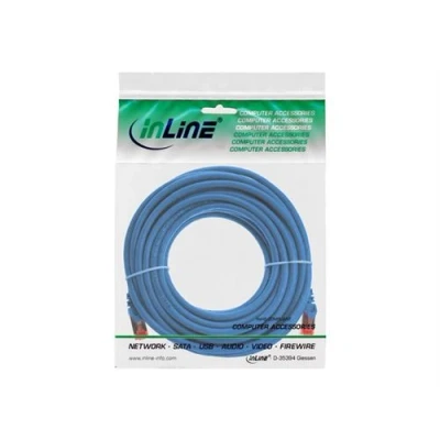 Image de InLine Cordon de raccordement RJ 45 (M) pour 15 m Paire torsadée blindée (SSTP) CAT 6 moulé bleu