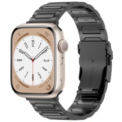 Afbeelding van Apple Watch Titanium H type schakelband Zwart Geschikt voor 38mm / 40mm 41mm 42mm