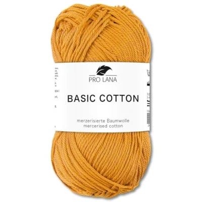 Afbeelding van Frida&#039;s Wollhaus Pro Lana Basic katoenen wol voor breien, haken, 50 g, 64 kleuren (24, oker)