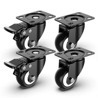 Afbeelding van 4 x 50 mm zwenkwielen met veiligheidsrem, voor zware lasten (2 remmen en 2 zonder) meubels een totale capaciteit van 250 kg