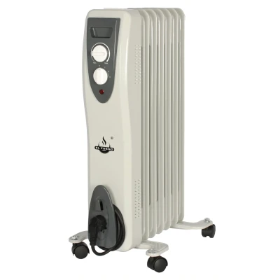 Afbeelding van El Fuego elektrische mobiele olieradiator wit 1500W