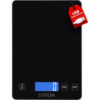 Afbeelding van Eation® Digitale Precisie Keukenweegschaal Weegschaal Keuken USB Oplaadbaar 1gr tot 15kg Tarra Functie Zwart