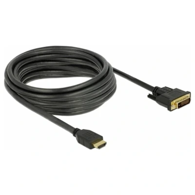 Afbeelding van Delock Adapterkabel DVI D male naar HDMI 5 m drievoudig afgeschermd zwart duimschroeven