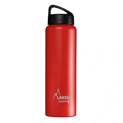 Afbeelding van Laken klassieke thermische fles roestvrij staal 18/8, vacuümisolatie met dubbele wand en brede mond, rood, 1000 ml