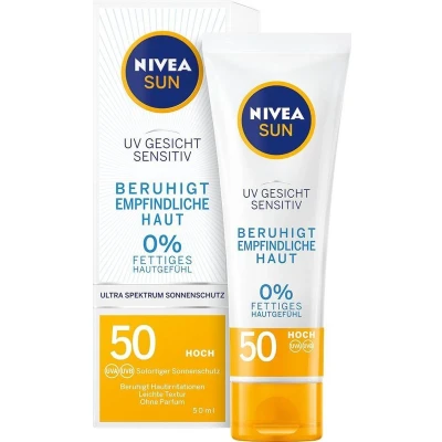Afbeelding van Nivea SUN UV FACE Soothing Sensitive SPF 50 Zonnebrandcrème, Maat: ml,