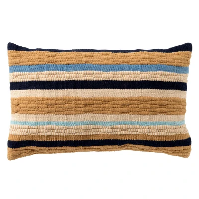 Afbeelding van Dutch Decor MANTE Sierkussen 30x50 cm natuurlijke look strepen Insignia Blue multicolor