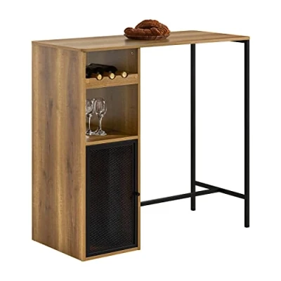 Afbeelding van SoBuy Bartafel, hoge tafel, eettafel, tafel voor keuken, eetkamer, woonkamer met houders glazen en flessen, rek 2 vakken, 108 x 48 105 cm, FWT97 PF