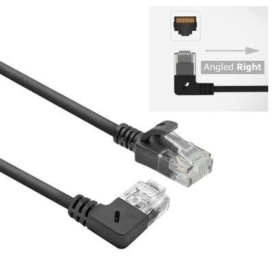 Afbeelding van ACT DC2900 U/UTP CAT6A LSZH Slimline Patchkabel RJ45 Connectoren 90 haaks Rechts Zwart 50 cm