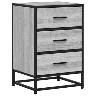 Afbeelding van vidaXL Nachtkastje 40x34,5x60cm bewerkt hout&amp;metaal grijs sonoma eiken