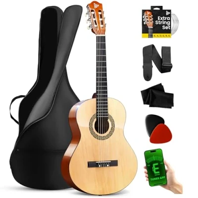 Afbeelding van Pyle Akoestische Gitaar Set Beginner 3/4 Maat Volledig Houten Instrument voor Kinderen, Volwassenen 91,4 cm