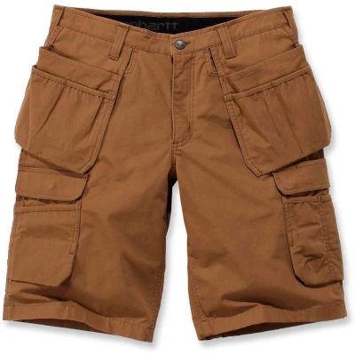 Afbeelding van Carhartt 104201.BRN.S540 heren shorts met meerdere zakken, staal, bruin, maat 40