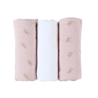 Image de NOUKIE&#039;S Lot de 3 Langes Mousseline Bio Motifs Libellules