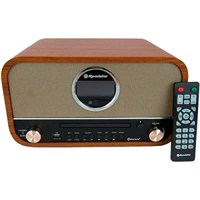 Afbeelding van Roadstar HRA 1782NBT Vintage muziekapparatuur, digitale FM radio, CD MP3 speler, Bluetooth, USB opname en afspelen, AUX IN RCA, afstandsbediening, hoofdtelefoonaansluiting, retro, hout