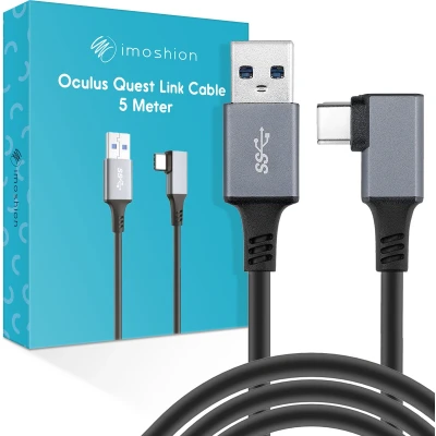 Afbeelding van iMoshion Geschikt voor Oculus Quest 1, 2 en Meta 3 Link Kabel 5 Meter Supersnelle data overdracht dankzij USB 3.0 C naar A VR Bril Zwart