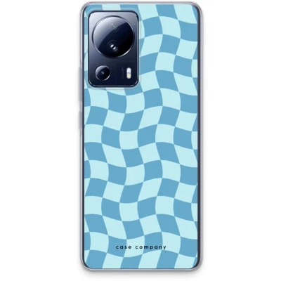 Afbeelding van Case Company® hoesje geschikt voor Xiaomi 13 Lite Grid Blauw Soft Cover Telefoonhoesje Bescherming aan alle Kanten en Schermrand