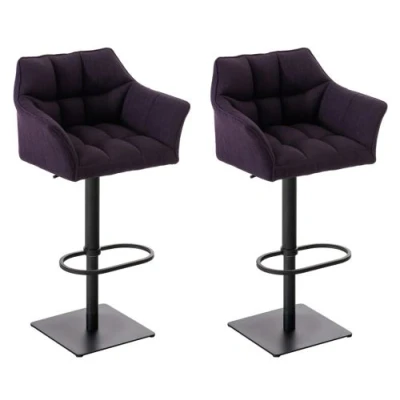 Image de CLP Lot de 2 tabourets bar Damaso en tissu , Noir/Violet