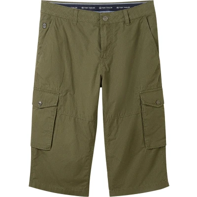 Afbeelding van TOM Tailor MIT Print Shorts, Heren, Maat: 31, Olive geometric structure