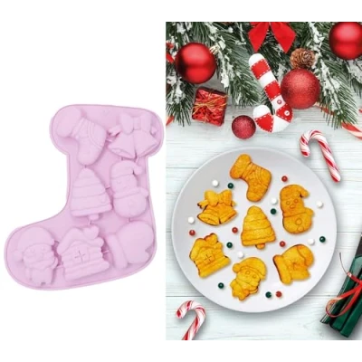 Afbeelding van Fiestas Guirca Siliconen koekjesvorm kerstsok 1 stuks roze