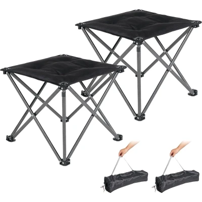 Afbeelding van 2 delige campingkruk, opvouwbaar, ultralicht, draagbare klapkruk, campingkruk met draagtas, inklapbare kruk, vouwkruk voor kamperen, wandelen, vissen, viskruk, tot 150 kg belastbaar, zwart