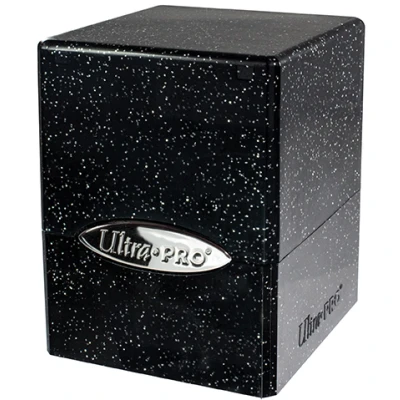 Afbeelding van Deckbox Satin Cube Black with Silver Glitter