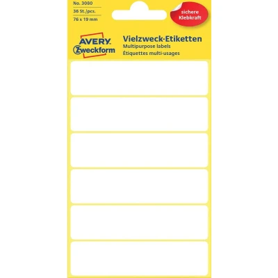 Afbeelding van Avery Zweckform Etiket 3080 76x19mm wit 36 stuks Pak a 6 vel 10