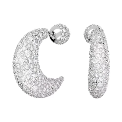 Afbeelding van Swarovski dames Luna oorringen met kristal in de kleur Zilver