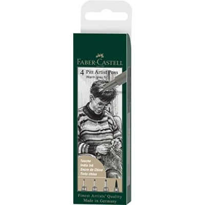 Afbeelding van Faber Castell tekenstift Pitt Artist pen warm grijs IV 4 delig etui lijnbreedte S, F, M, B FC 167169