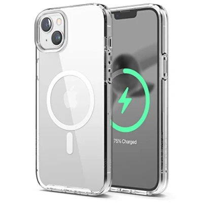 Afbeelding van elago Transparante beschermhoes compatibel met iPhone 14 Plus (6,7 inch), MagSafe oplader, PC + TPU technologie, bescherming tegen vallen van militaire klasse (transparant)