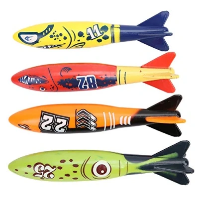 Afbeelding van Alomejor 4 Stks Duiken Training Speelgoed Onderwater Raket Torpedo Lancering Zwemmen Spel Kinderen Zomer
