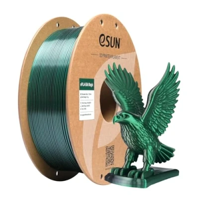 Afbeelding van eSUN PLA tweekleurig zijde filament 1,75 mm, zijdeachtige magische coëxtrusie, verandering kleurverloop, spoel van 1 kg (2,2 lbs) voor 3D printers, zijde, zwart, groen