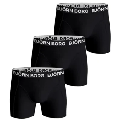 Afbeelding van Björn Borg heren Essential boxershorts met logoband in 3 pack de kleur Zwart, maat: M