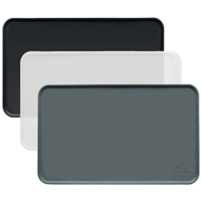 Afbeelding van Basic bakmat van siliconen (48 x 30 cm, grijs) I antislip onderlegger voor hondenbak of kattenbak voederonderlegger hond kat voerbak bakken voermat koffieautomaat