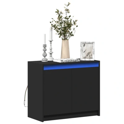Afbeelding van Dressoir met LED 72x34x61 cm bewerkt hout zwart