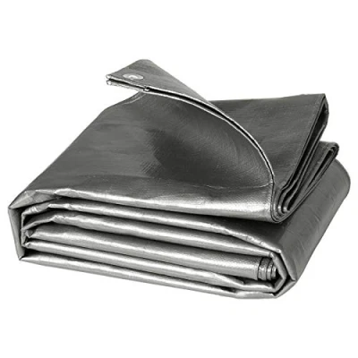Afbeelding van WOLTU Afdekzeil, van polyethyleen, waterdicht en duurzaam, waterdichte afdekking voor hout, beschermhoes met oogjes, veelzijdig inzetbaar, 280 g/m², 4 x 6 m, grijs