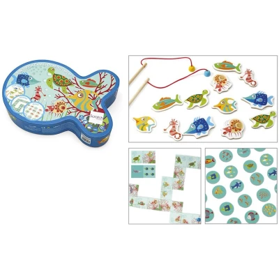 Afbeelding van Scratch europe spelletjesdoos visspel, domino &amp; memorie