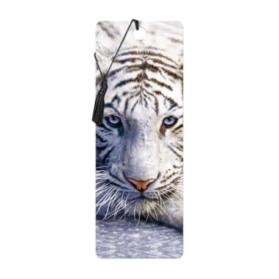 Afbeelding van 3D LiveLife Bladwijzer White Tiger Repose van Deluxebase een tijgerbladwijzer met lens illustratie, gelicentieerd door de gerenommeerde kunstenaar David Penfound