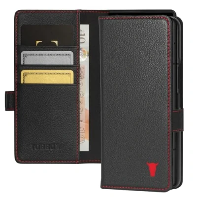 Afbeelding van TORRO Beschermhoes compatibel met Samsung Galaxy Z Fold6 portemonnee van echt leer standaard en kaarthouder (zwart)