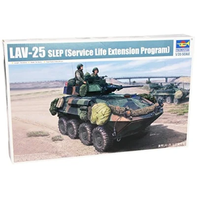 Afbeelding van the 1:35 Model kit of a LAV 25 Slep Service Life Extension Program. Plastic Glue not included Dimension 184 *76 mm 287 Parts manufacturer is Trumpeter.This only online available.