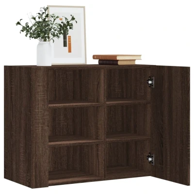 Afbeelding van Wandkast 75x35x60 cm bewerkt hout bruin eikenkleurig