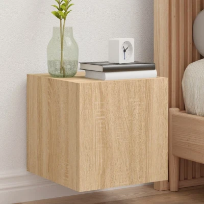 Afbeelding van Tv wandmeubel met LED verlichting 30,5x35x30 cm sonoma eiken