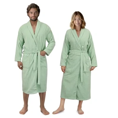 Afbeelding van HOMELEVEL badstof badjas dames en heren Unisex badjassen van 100% katoen Ochtendjas Kamerjas in verschillende kleuren maten