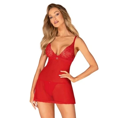 Afbeelding van Obsessive Chilisa Babydoll en String Rood