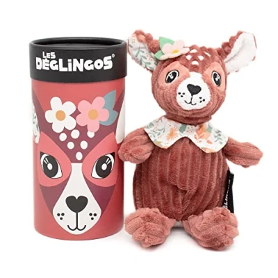 Afbeelding van LES DEGLINGOS Klein Simply pluche dier + geschenkdoos Melimelos de hert vanaf geboorte 22 cm terracotta