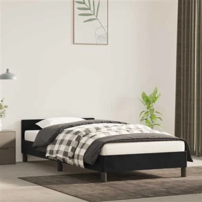 Afbeelding van Bedframe met hoofdeinde fluweel zwart 80x200 cm