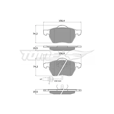 Afbeelding van TOMEX brakes TX 13 Remblokkenset Vooras Incl. slijtage waarschuwingscontact AUDI: A6 C6 Avant, Saloon, A4 B7 VOLKSWAGEN: Golf 4