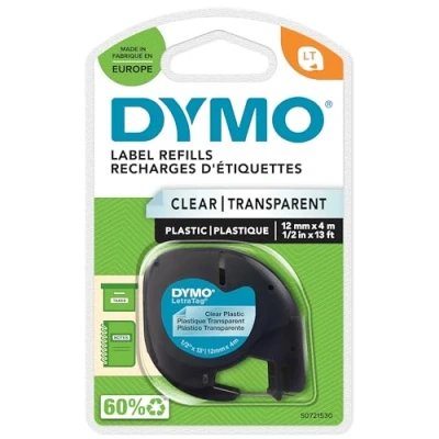 Afbeelding van Dymo 12267 (S0721530) Tape Zwart op transparant (12 mm)